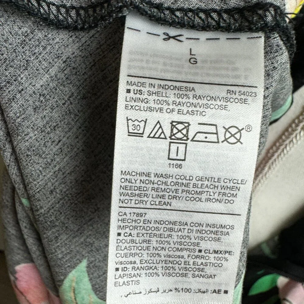 Fit & Flare Cami Mini Sun Dress  Sleeveless  Black Floral Size L - Picture 11 of 11